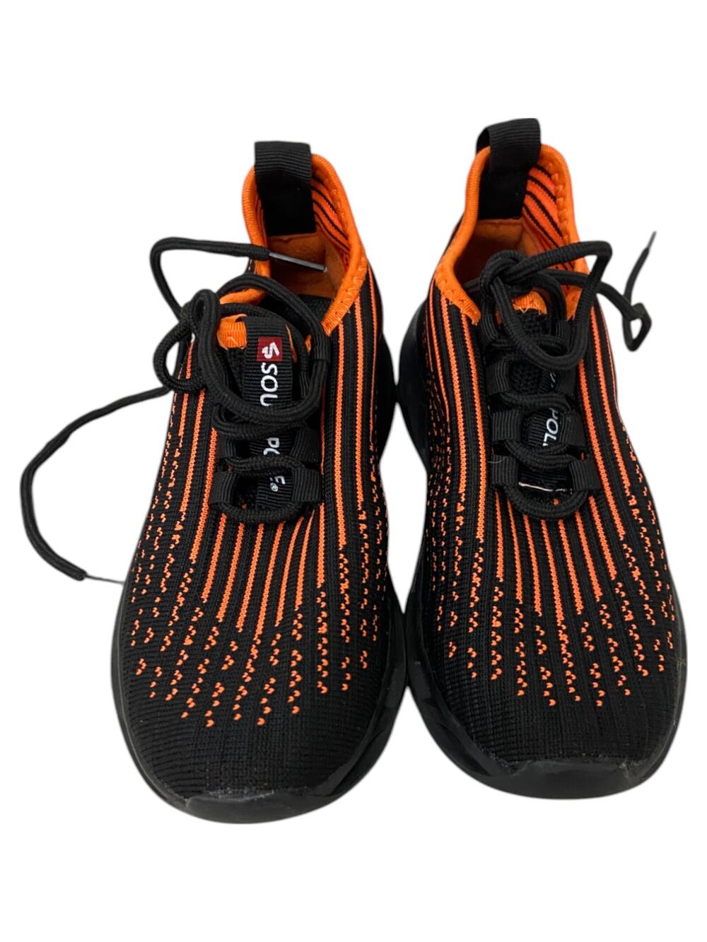 Southpole Lace Up Sneakers Kids Size 1 Black With Orange Stripes Low Top Shoes